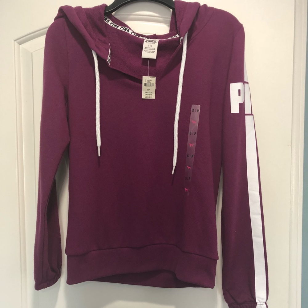 NWT  “Pink”Burgundy  hoodie Size: Small